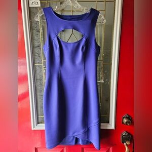 GUESS Modern & Elegant Blue Sleeveless Dress Gold Zipper Sz 8 SAMPLE Nvr Worn